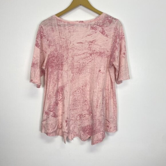 Habitat Pink Asymmetrical Hem V Neck Short Sleeve Top - Picture 9 of 10